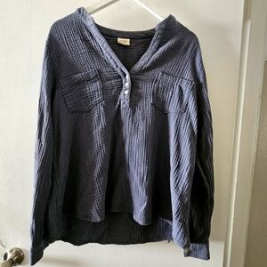 Mote - Blue long sleeve Top | 100% Cotton | Casual basic (XXL)